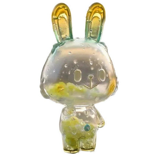 Lemon Soda Robin by A Good Company (HK) is a translucent, rabbit-shaped figurine with yellow and green accents, round eyes, upright ears, and a small smile—a charming ornament to brighten your home decor.
