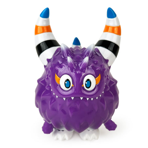 The Rangeas Rex Jr. — Lollipop Purple from The Little Hut (HK) is a small monster toy with orange eyes, a spiky texture, and striped horns.