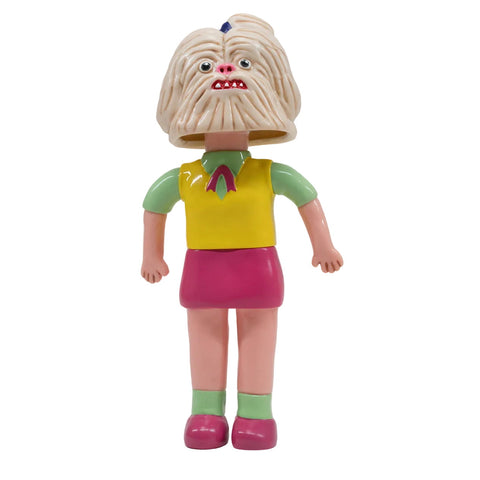 The Paradise Toy About Animals Shizuka/Maltese — Series 3 figure features a human body with a wrinkled monster-like head, dressed in a yellow top, pink skirt, green socks, and pink shoes.