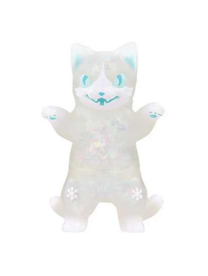 Negora - Frozen by Konatsuya (JP): A translucent cat figurine with blue facial features, raised arms, and iridescent inner details—a collectible inspired by Negora.
