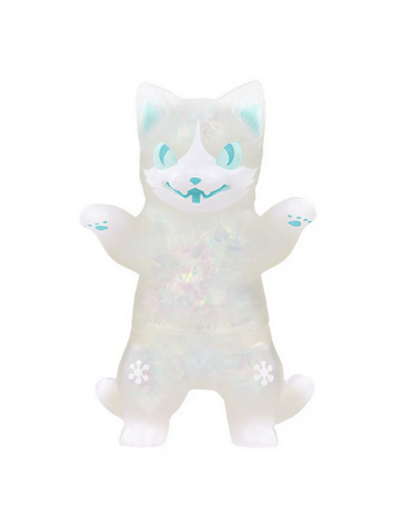 Negora - Frozen by Konatsuya (JP): A translucent cat figurine with blue facial features, raised arms, and iridescent inner details—a collectible inspired by Negora.