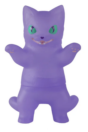 The Negora Color Pallette by Konatsuya (JP) is a purple kitty kaiju figurine with green eyes, an open-mouthed smile, and raised arms—an adorable collectible for kaiju fans, shown standing upright on two legs against a white background.