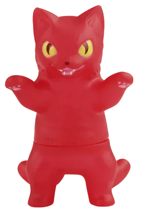 Negora Color Pallette by Konatsuya (JP): a red, cartoon-style kitty kaiju with yellow eyes, upright paws, and a playful expression stands on two legs—the ideal quirky monster collectible for fans.