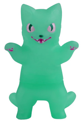 The Negora Color Pallette by Konatsuya (JP) is a green, cartoon-style kitty kaiju figurine with raised arms, big eyes, a mischievous grin, and pink paw details—ideal for any collectible kaiju display.