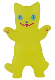 Negora Color Palette by Konatsuya (JP): a yellow, cartoon-style kitty kaiju figurine with blue eyes, red mouth, and raised paws displaying red paw prints—a must-have collectible for kaiju fans.