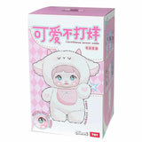 A pink and white Nommi Loveliness Never Ends Plush Blind Box featuring a character wearing a sheep-ear hood, with Chinese and English text on the front.
