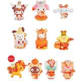 Discover ten vibrant Tokidoki x Hello Kitty and Friends Pupkin Spice figurines from tokidoki, each dressed in festive autumn or Halloween-themed outfits like pumpkins, animals, and playful hats. Arranged neatly in two rows of five, this adorable set features a special squirrel-themed ‘Chaser’ marked in red. Celebrate the fall season with your favorite Sanrio friends in the delightful Pupkin Spice Blind Box collection!.