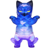 The Konatsuya Negora- Sky View Twilight is a translucent blue and purple vinyl cat toy with yellow eyes, outstretched arms, and a playful look—an eye-catching collectible perfect for your summer night display.