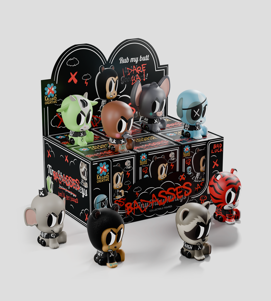 Kaleidos Creative’s Tiny Shiny Hineys: Badasses Blind Box features eight vibrant collectible vinyl figurines in assorted designs, delivering the blind box thrill—perfect for collectors seeking surprise and variety.