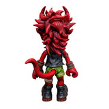 Back view of The Devil Warrior by AGCMT Creation Corp, featuring spiky hair, tail, green shorts, black vest, and boots—ideal for mini comic fans or art trading card collectors. Stands out on a white background.