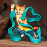 A HitenNeko Flying Cat - Blind Box figurine of a cat with blue hair by Partner Toys.