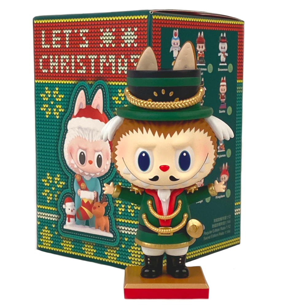 A Labubu nutcracker figurine in a festive costume, perfect for Christmas - The Monsters - Let's Christmas Blind Box by Strangecat Toys.