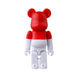 A red and white Be@rbrick Series 50 Blind Box figure by Medicom (JP) stands upright on a plain white background, offering collectors the excitement of a surprise design.