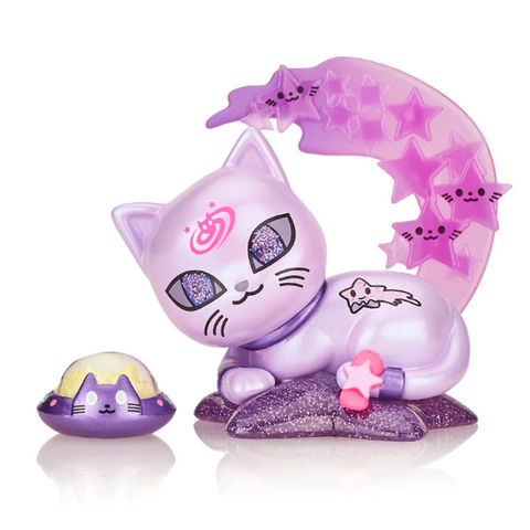 A limited edition purple Tokidoki Galactic Cats - Star Critter toy adorned with stars, perfect for Galactic Cats.