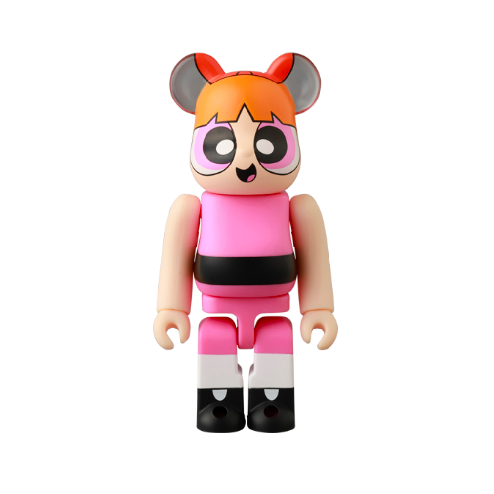 A Medicom (JP) Be@rbrick Series 50 Blind Box toy figure features an orange and pink mouse-eared head, large eyes, and a pink outfit, posed against a white background.