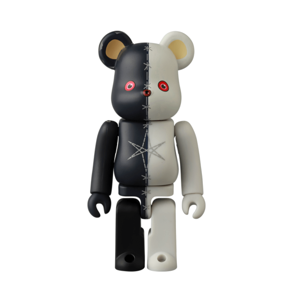 Add the Medicom (JP) Be@rbrick Series 50 Blind Box to your collection—featuring a bear-shaped figure with a split black and white design, red eyes, and stitched detail, perfect for unboxing surprises.