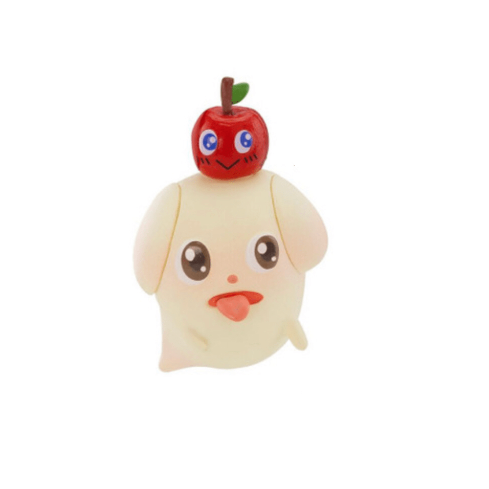 A white toy with a Chen Wei Ting - Blind Box on its head, reminiscent of childhood dreams.