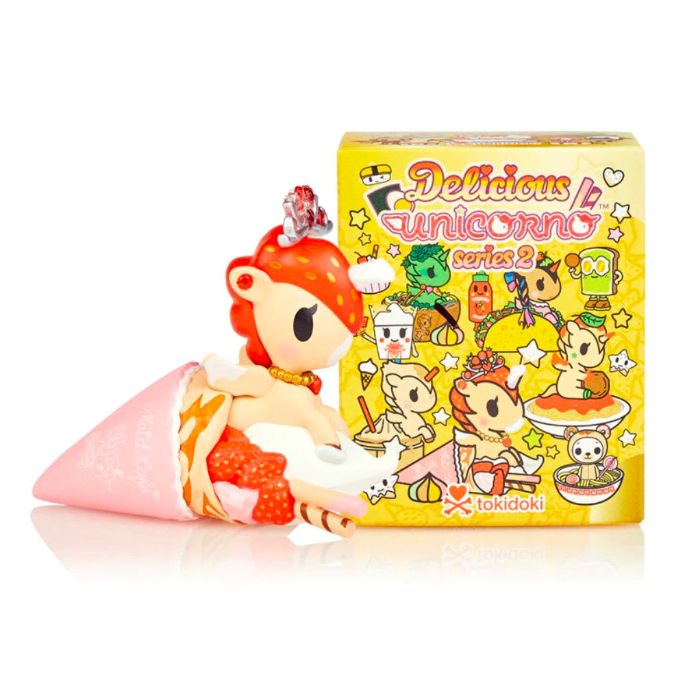 An ice cream cone inspired by the Delicious Unicorno Series 2 - Blind Box character from tokidoki, with a kawaii design.