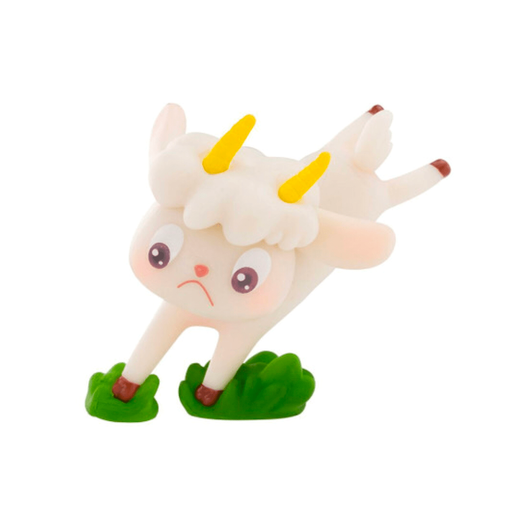 A white figurine of a goat with horns on its head, perfect for fans of Chen Wei Ting - Blind Box toys from Partner Toys (TW).