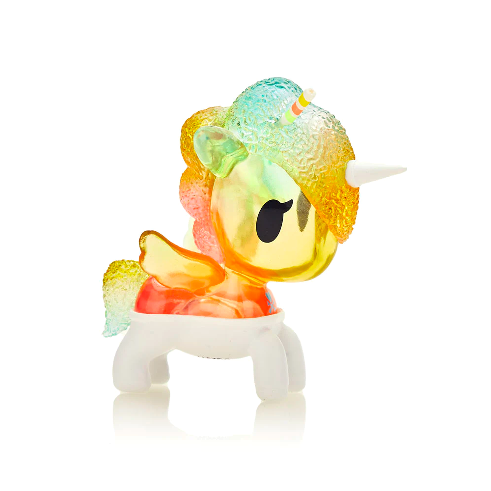 A Frozen Treats Unicorno Blind Box with a rainbow colored tail from tokidoki.
