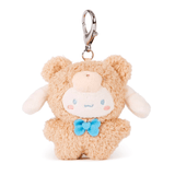 The Hello Kitty & Friends Café Latte Blind Box by Gund (US) features an adorable plush bear keychain with a blue bow tie, cream face and paws, and a silver clasp—perfect for fans of cute keychains and surprise collectibles.