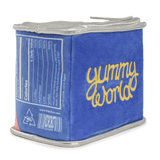 The Kidrobot (US) Pam the Ham Can — Yummy World Plush is a soft blue collectible toy with silver edges, a nutrition label, and yellow 