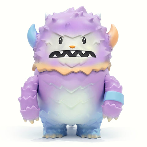 Lucas by The Little Hut (HK) is a light blue and lavender monster figurine featuring horns, sharp teeth, and a spiked texture.