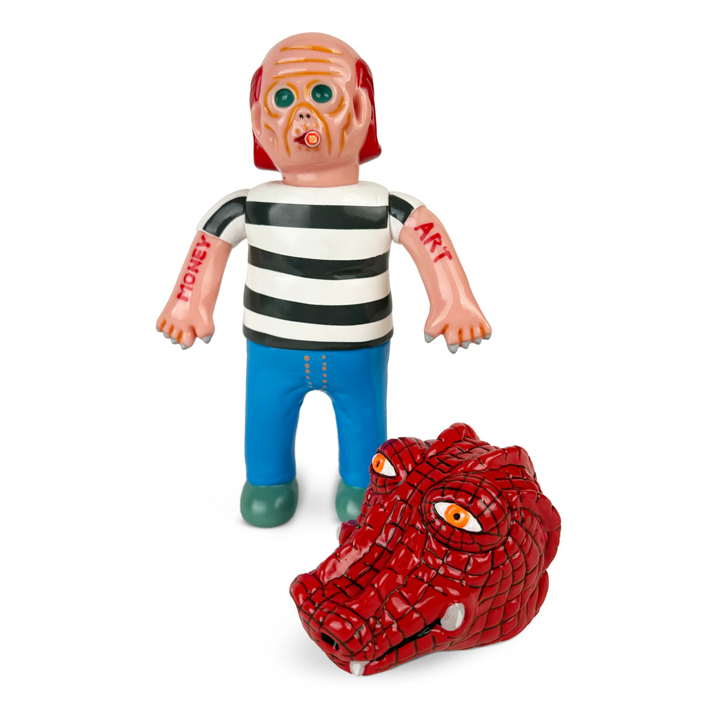 The Kemuyama Kumabee — Crocodile S2V3 by Paradise Toy (TW) features a plastic figure in a striped shirt and blue pants, with tattooed arms reading 