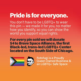 Rotofugi Abe Progress Pride Hard Enamel Pin is for everyone, including the LGBTQ+ community. Show your support for equal rights with Rotofugi.