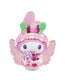 A small white cartoon rabbit in a pink outfit with wings, top hat, and purple flowers—part of the Tokidoki x Hello Kitty and Friends Butterfly Garden Blind Box by Rotofugi.