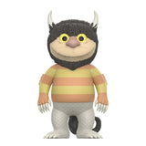 The Where the Wild Things Are ReAction Figure - Carol by Super 7 (US) stands upright with yellow eyes, gray horns, a striped yellow-orange shirt, scaly legs, and claws—faithful to Maurice Sendak’s classic character.