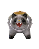 Konatsuya’s Chagara — Silver Rat is a limited edition ceramic figurine inspired by whimsical Chagara designs, shaped like a gray cat with an open mouth, white chest, and a golden object on its back.