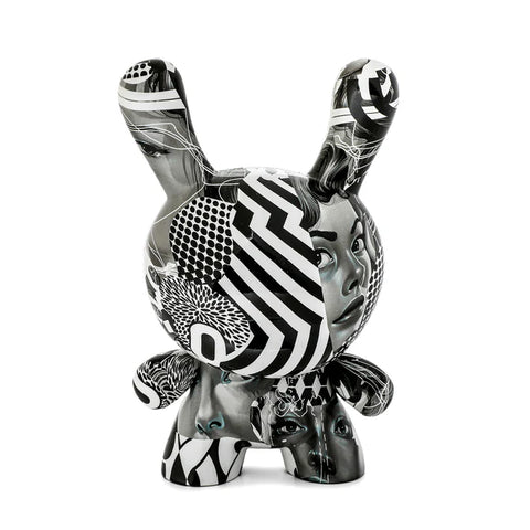 The 20th Anniversary Monochromic Dunny 8" Art Figure by Tristan Eaton, offered by Kidrobot (US), is a standout piece in the Dunny Collection. This black and white abstract vinyl figure, adorned with human face motifs and geometric patterns, is perfect for art toy collectors. Its intricate hydro-dipped art adds a unique touch to any collection.