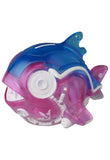 Medicom (JP) Uomecha Mejimaguro — VAG 10th Anniversary: Blue and pink plastic toy whale with white mechanical details, inspired by Japanese vinyl design—perfect for Vinyl Artist Gacha or gachapon collectors.