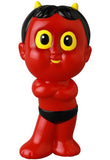 VAG 42 — HAPY by Medicom (JP) is a red cartoon devil with yellow horns, big yellow eyes, black hair, and underwear, arms crossed with a sly smile—ideal for gachapon figure or Japanese vinyl toy collectors.