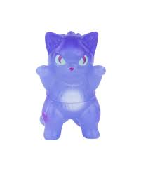 The Migora-Hydrangea by Rotofugi is a small, translucent purple cat figurine with upright ears, arms raised, and standing on two legs.