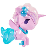 Introducing the Magical Tides Mermicorno Tokidoki by tokidoki—a pastel pink unicorn-mermaid collectible featuring a blue mermaid tail, shimmering blue beads around its neck and head, and a purple star accent on its cheek. With a signature unicorn horn and light purple hair, this charming figure radiates ocean-inspired magic perfect for underwater adventures. This adorable collectible is part of the whimsical Mermicorno Blind Box series by tokidoki.