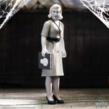 A Super 7 (US) The Munsters ReAction - Marilyn statue holding a laptop in front of a spider web.