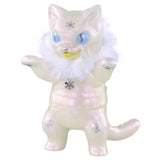 The Negora — Snow Pearl figurine by Konatsuya (JP) features a white design with blue eyes, a fluffy collar, and snowflake decorations, standing on two legs with its front paws raised.