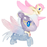 Add a touch of magic to your collectible toys shelf with the tokidoki Pixie Dust Fairy Unicorno Blind Box! This enchanting pastel purple unicorn toy features blue starry eyes, glittery wings, and a small pink and yellow winged creature perched on its head—making it the perfect surprise for fans of blind box collectibles.