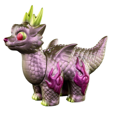 Meet Ryudora — Rose Gold by Konatsuya (JP), a stunning toy dragon with green horns, red eyes, purple scales, pink wings, and fiery leg details—a true mythical masterpiece.