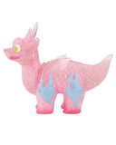 Konatsuya’s Ryudora — Dream Sakura is a limited edition dragon figurine in pink with translucent scales, blue flame leg markings, green eyes, and a cherry blossom motif, shown on a white background.