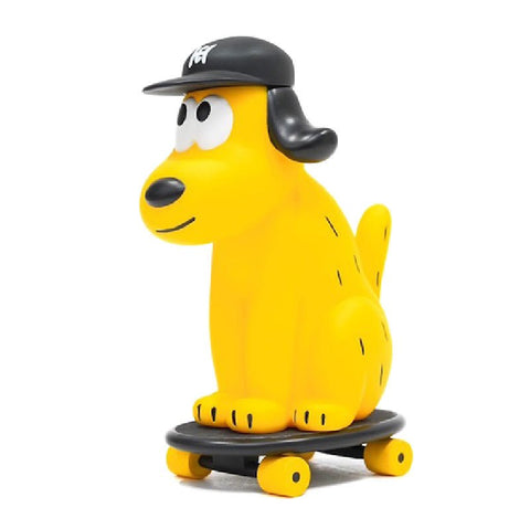 A One-Chu SK8 — Yellow by How2Work (HK) featuring a yellow cartoon dog figure wearing a sideways baseball cap, riding a skateboard.