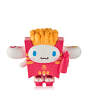 A tokidoki (IT) Tokidoki x Hello Kitty & Friends Fast Food Blind Box figure features a box of fries with a cute face, white arms and legs, holding a red bottle, displayed on a white background.