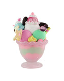 The tokidoki (IT) Tokidoki x Hello Kitty & Friends Fast Food - Pochacco Pink Unicorno Sundae (Special Edition) is a pastel dessert toy with a pink glass sundae dish, ice cream scoops, whipped cream, and candy decorations.