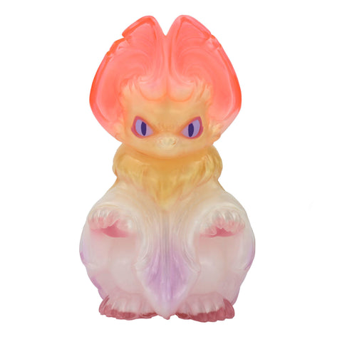 Yogira — Jellyfish by Fewmany (JP): A translucent, pastel vinyl figure of a fantasy creature with large bat ears, striking purple eyes, and a pink-to-yellow-to-white gradient.
