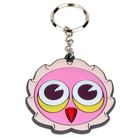 A pink owl keychain with yellow eyes in an Omen Shibuya color by Coarse (US/DE).