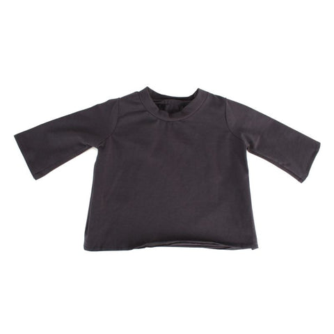 A baby's Dark Grey Long Sleeve Tee for 20" Squadt on a white background by Playge (HK/US).