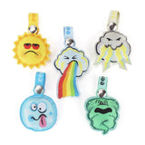 Set of 5 Under the Weather eeensy Charms featuring micro figures by Squibbles Ink + Rotofugi.