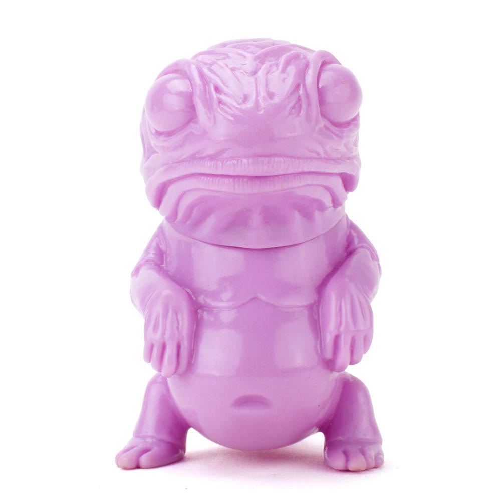 A purple Snybora - Unpainted/DIY lizard, painted by hand, is sitting on a white background. (Brand Name: Squibbles Ink + Rotofugi)